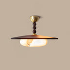Muto Walnut Color & White Imitation Alabaster Ceiling Light