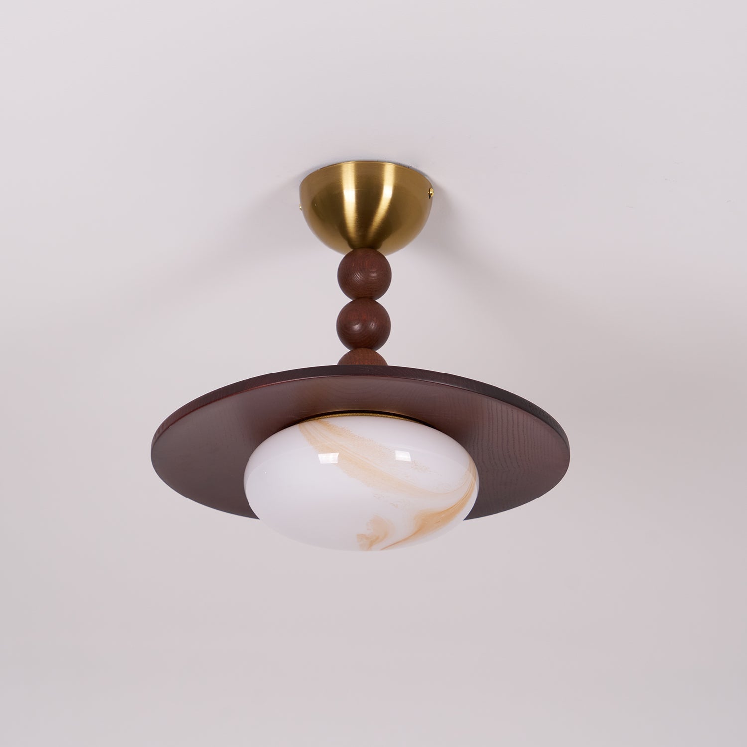 Muto Walnut Color & White Imitation Alabaster Ceiling Light