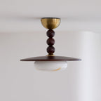 Muto Walnut Color & White Imitation Alabaster Ceiling Light