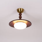 Muto Walnut Color & White Imitation Alabaster Ceiling Light