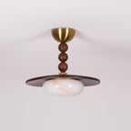 Muto Walnut Color & White Imitation Alabaster Ceiling Light