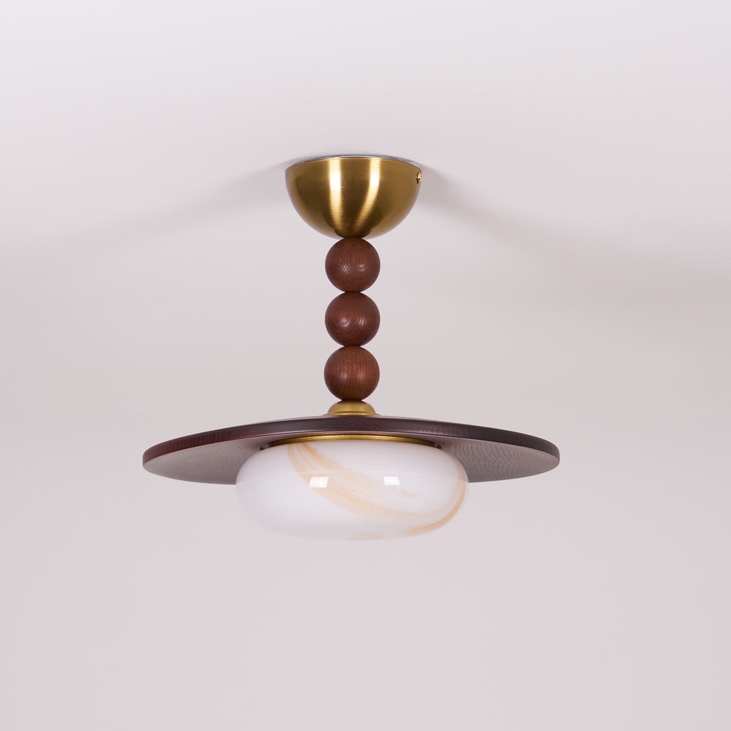 Muto Walnut Color & White Imitation Alabaster Ceiling Light