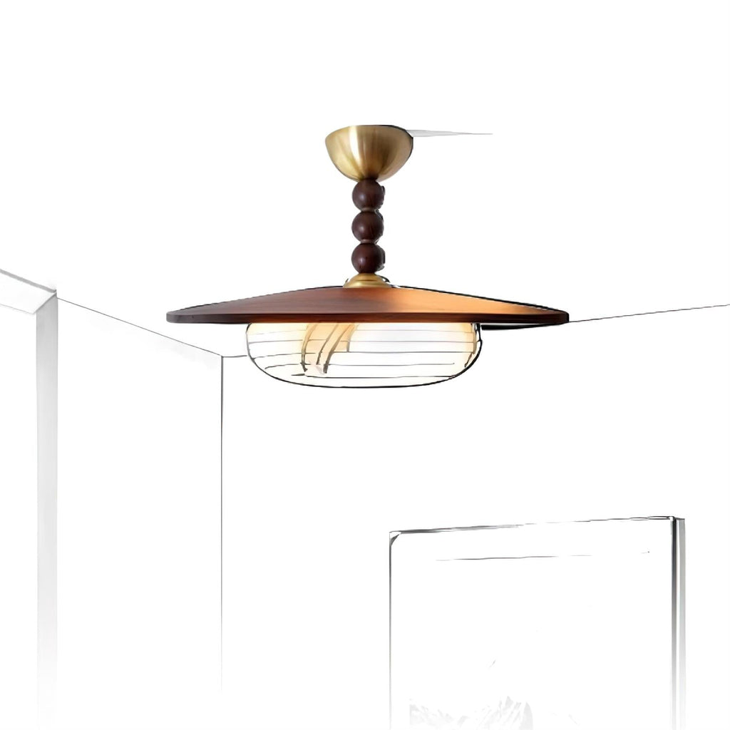 Muto Walnut Color & White Imitation Alabaster Ceiling Light