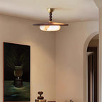Muto Walnut Color & White Imitation Alabaster Ceiling Light