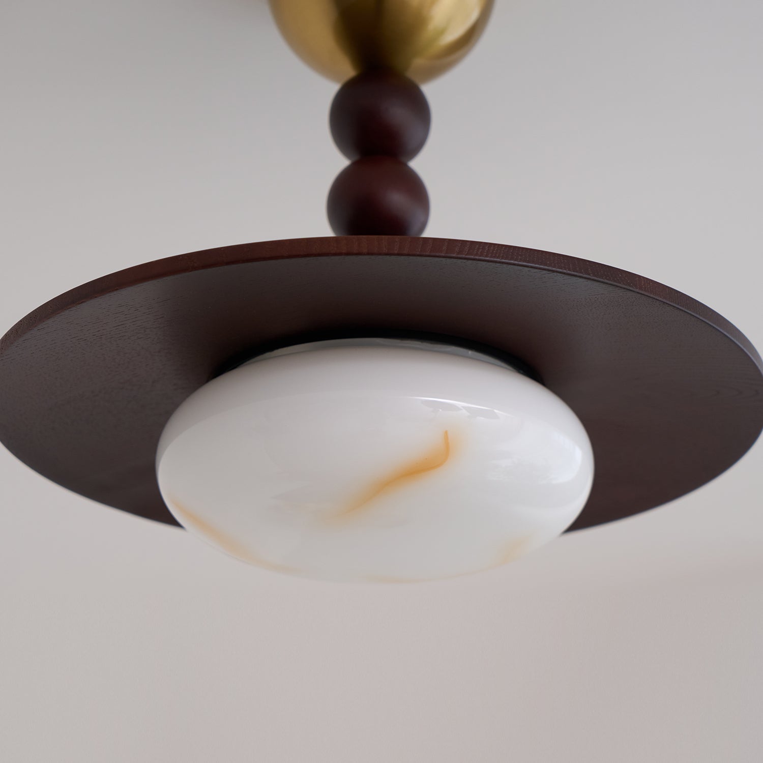 Muto Walnut Color & White Imitation Alabaster Ceiling Light