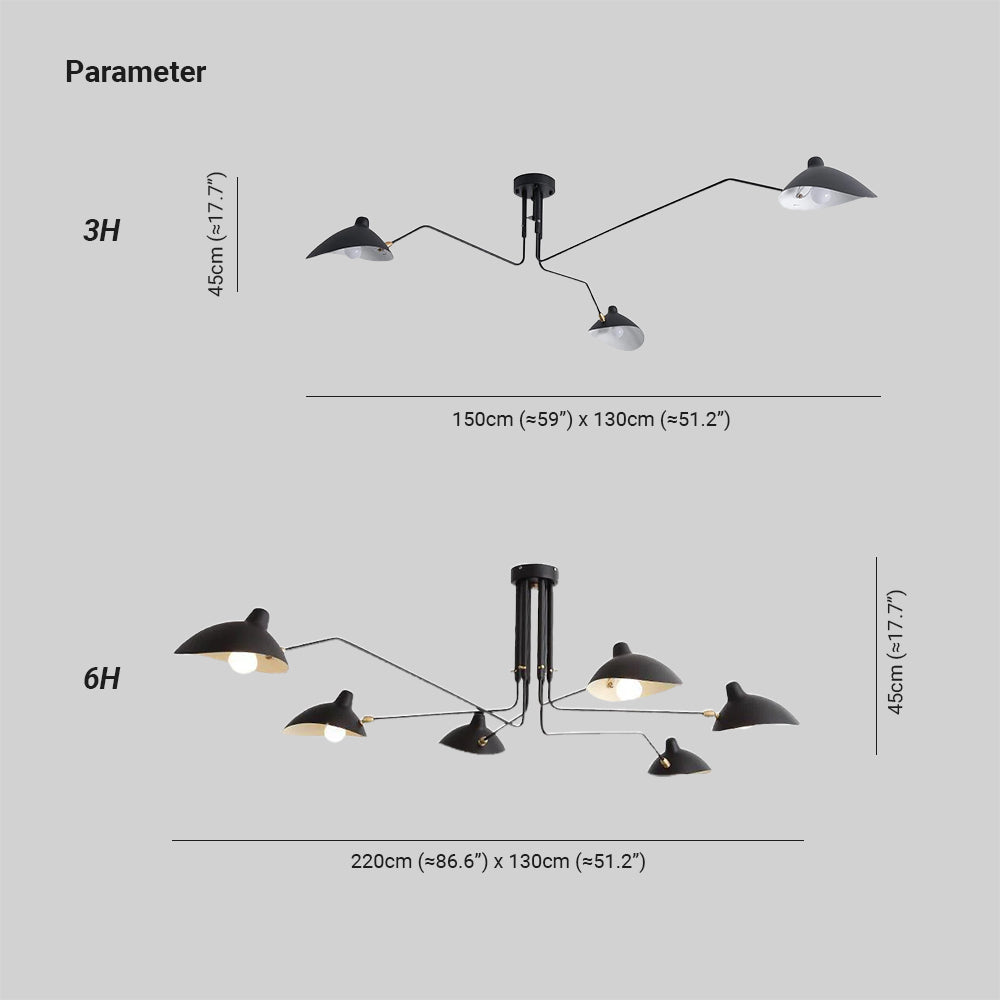 Jaler Industrial Three-Arm Ceiling Light