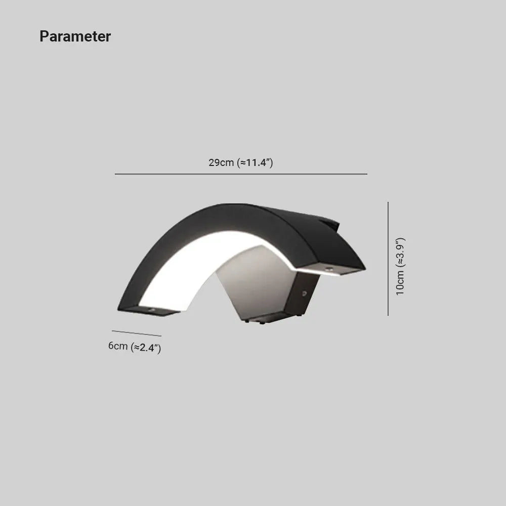 Elvon Nordic Arc Waterproof Outdoor LED Wall Lamp - Black