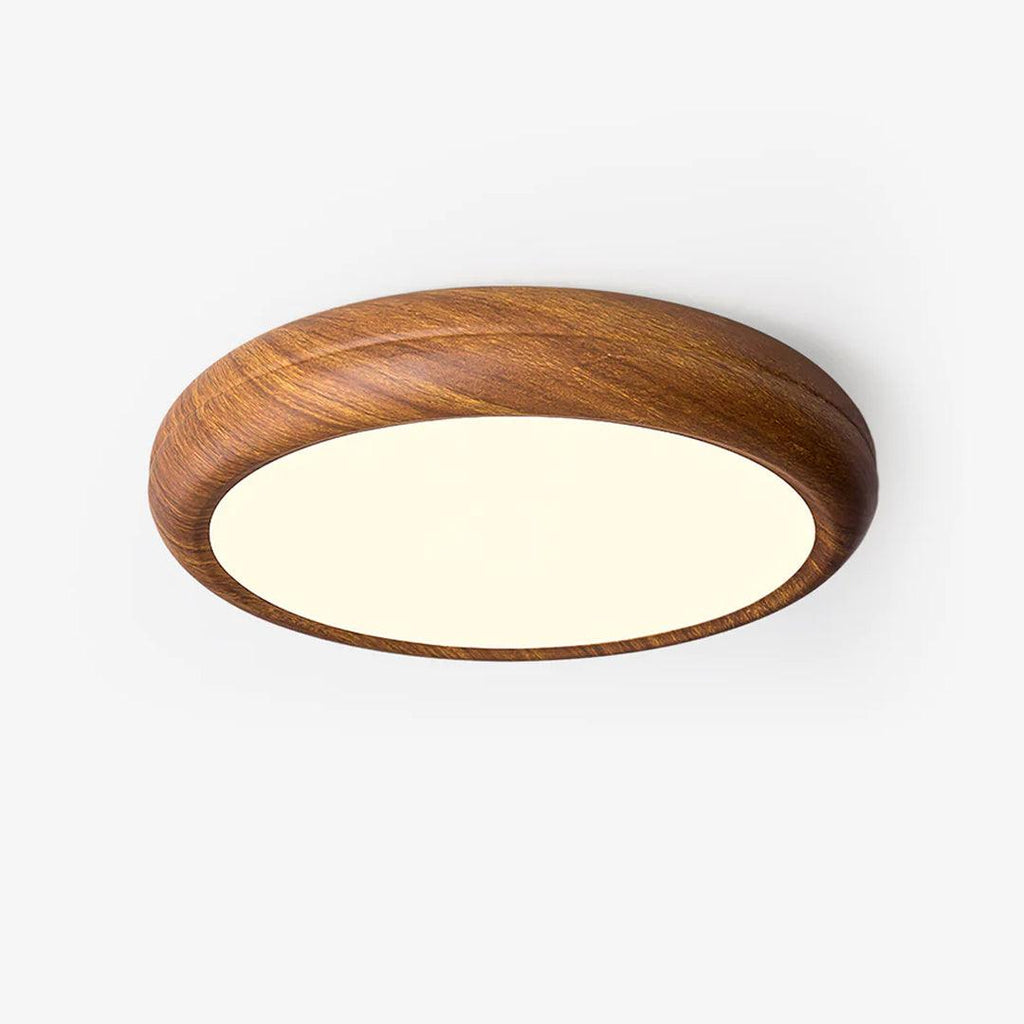 Grena Round Ceiling Light with Wood Grain Finish