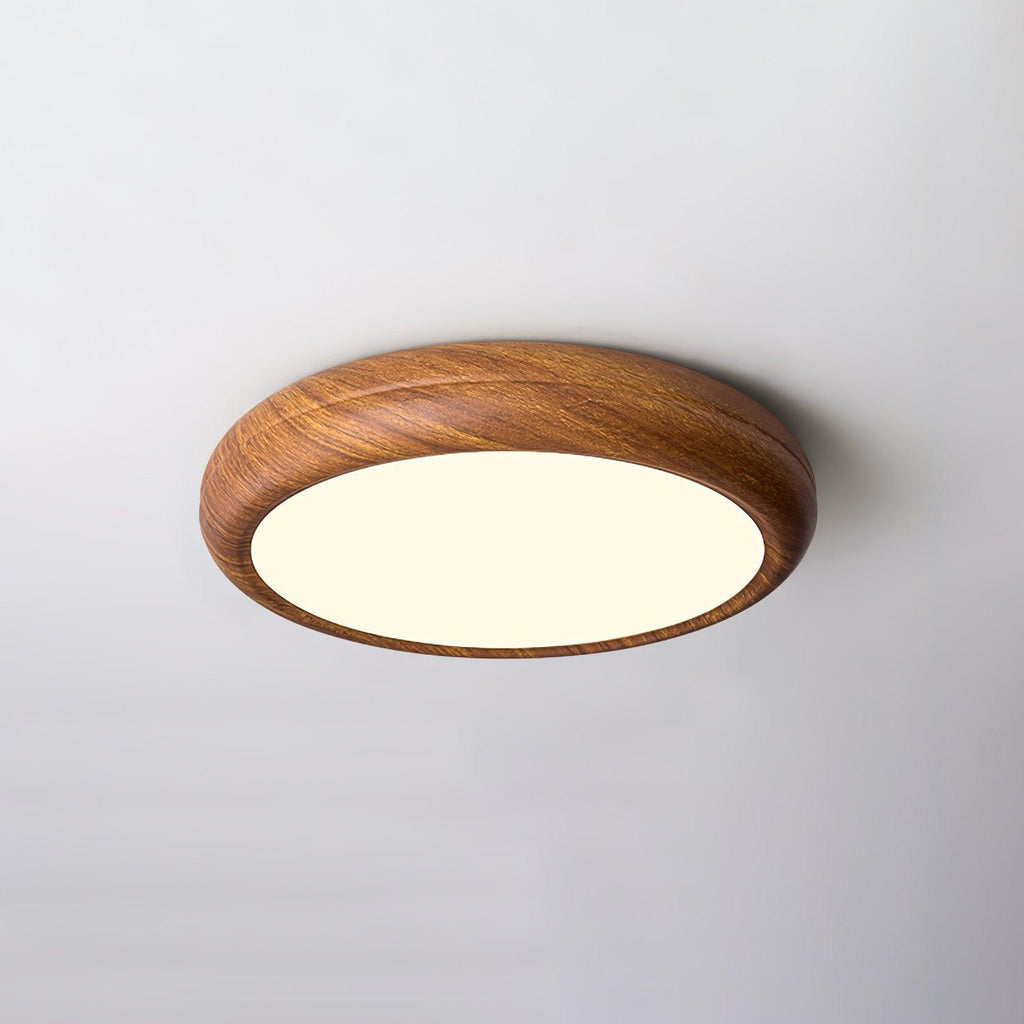 Grena Round Ceiling Light with Wood Grain Finish