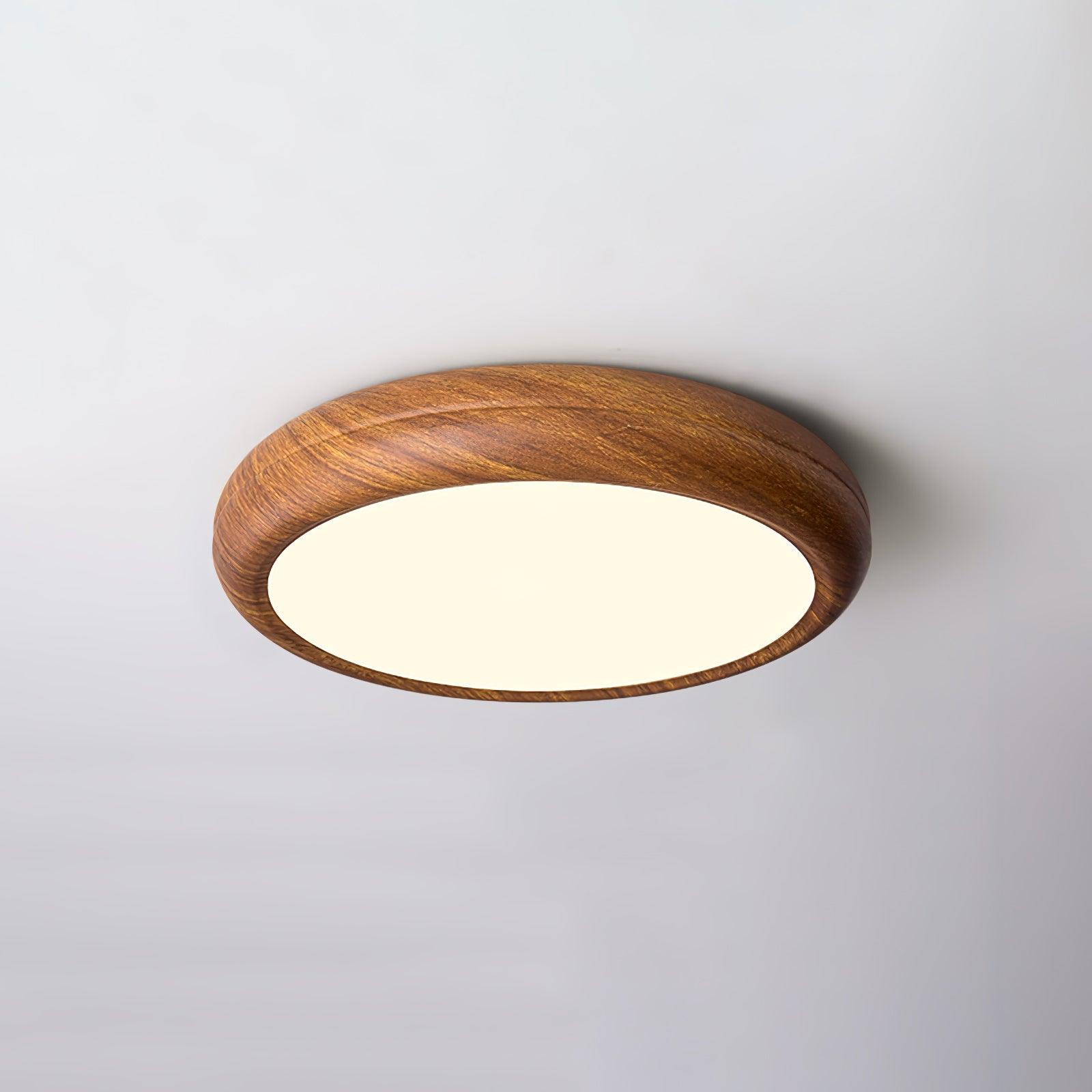Grena Round Ceiling Light with Wood Grain Finish