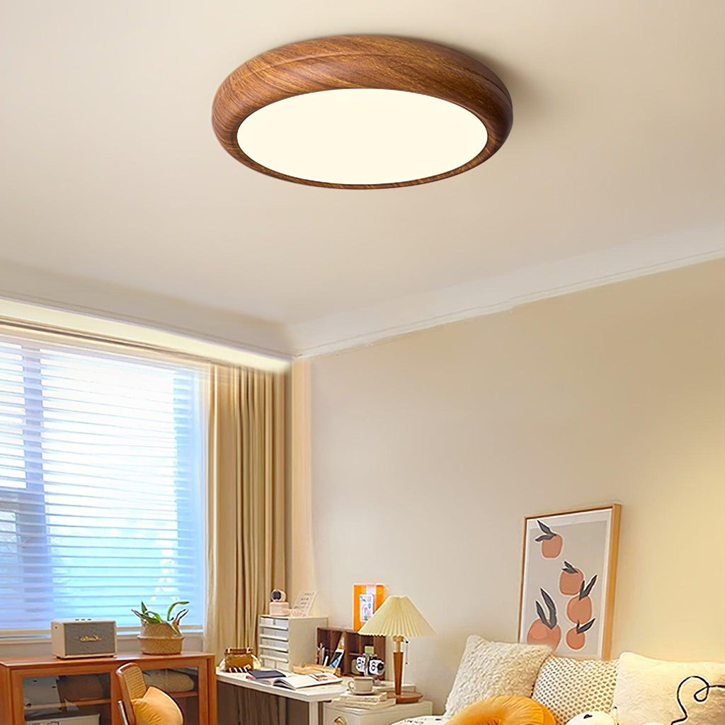 Grena Round Ceiling Light with Wood Grain Finish