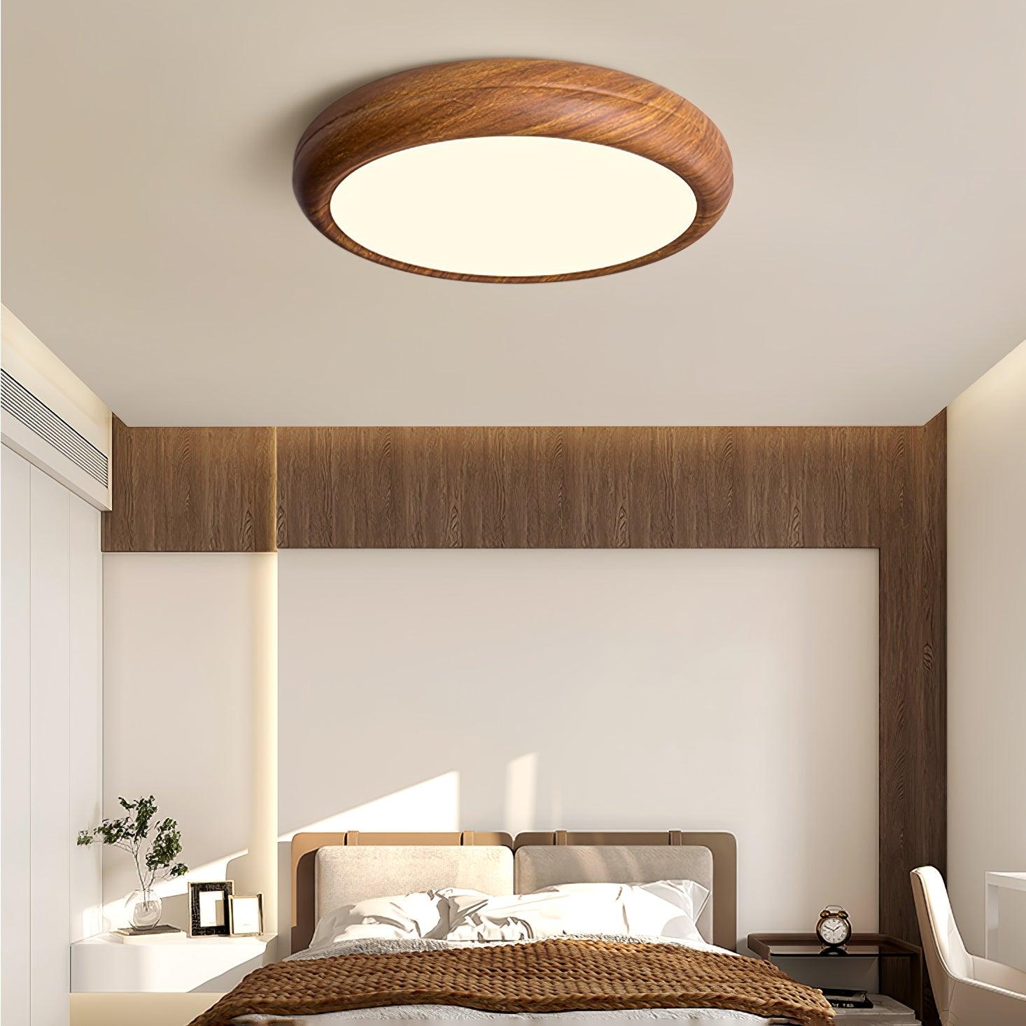 Grena Round Ceiling Light with Wood Grain Finish