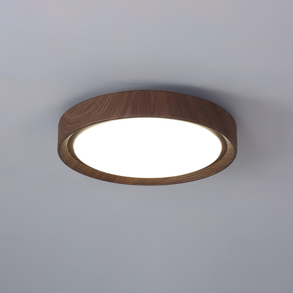 Grena Round Ceiling Light with Wood Grain Finish