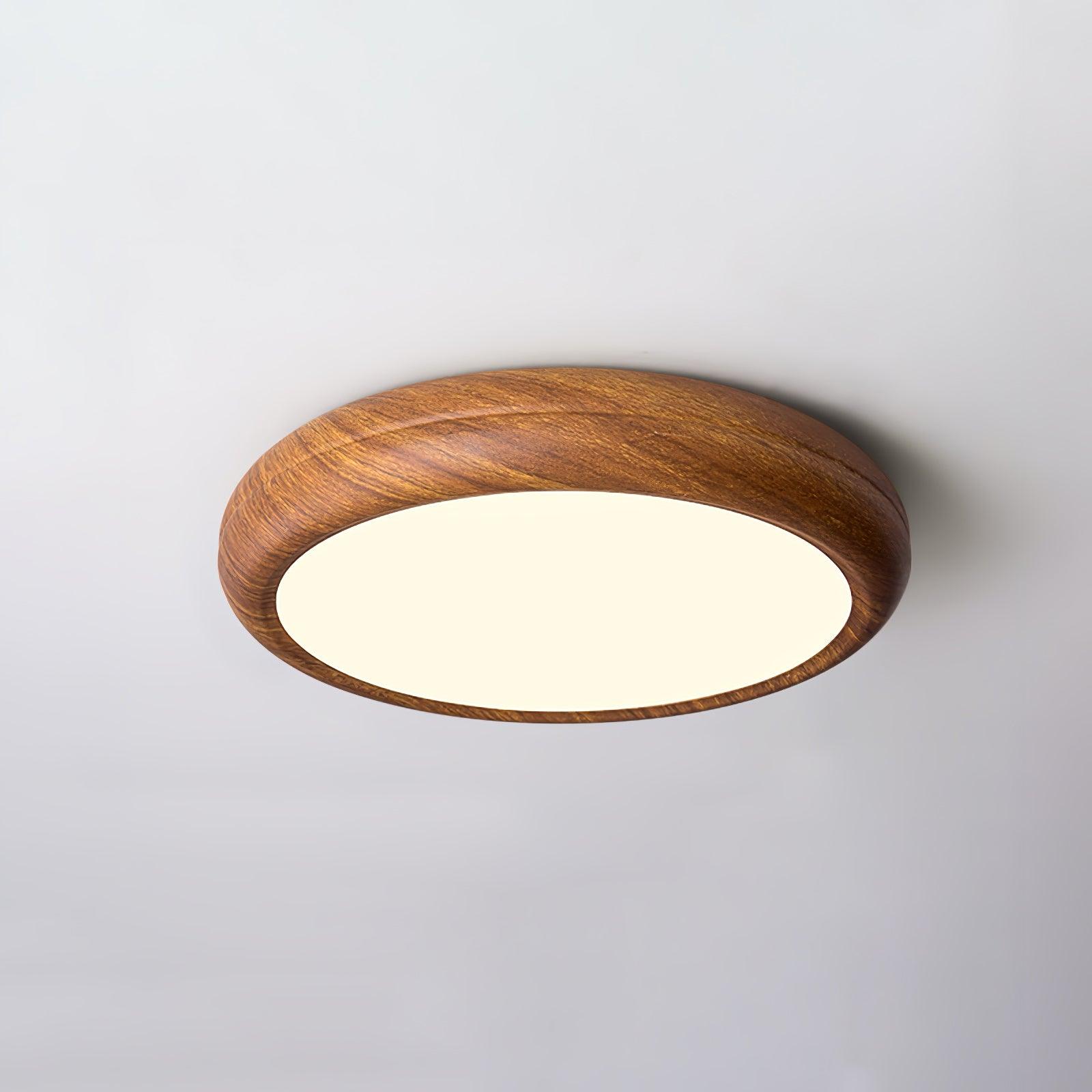 Grena Round Ceiling Light with Wood Grain Finish