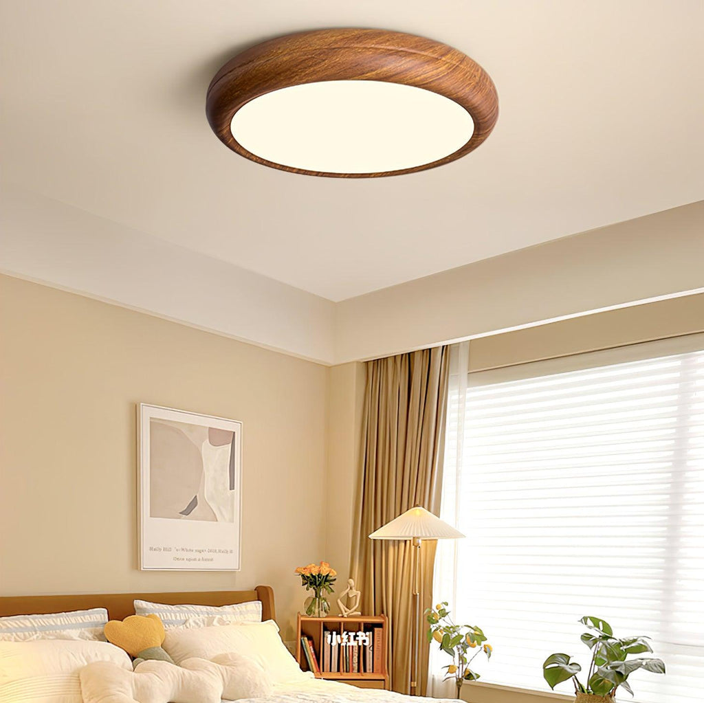 Grena Round Ceiling Light with Wood Grain Finish