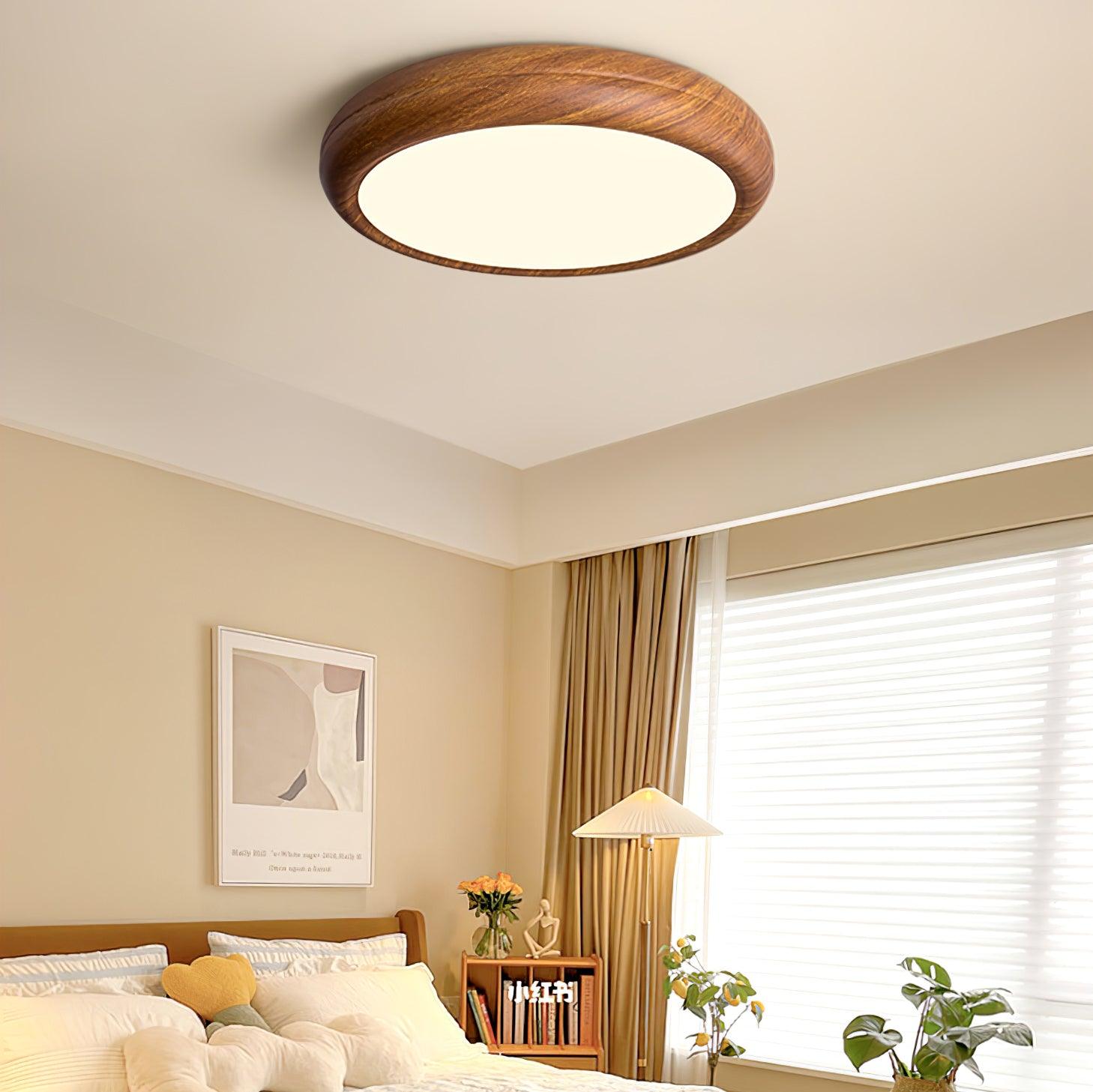 Grena Round Ceiling Light with Wood Grain Finish