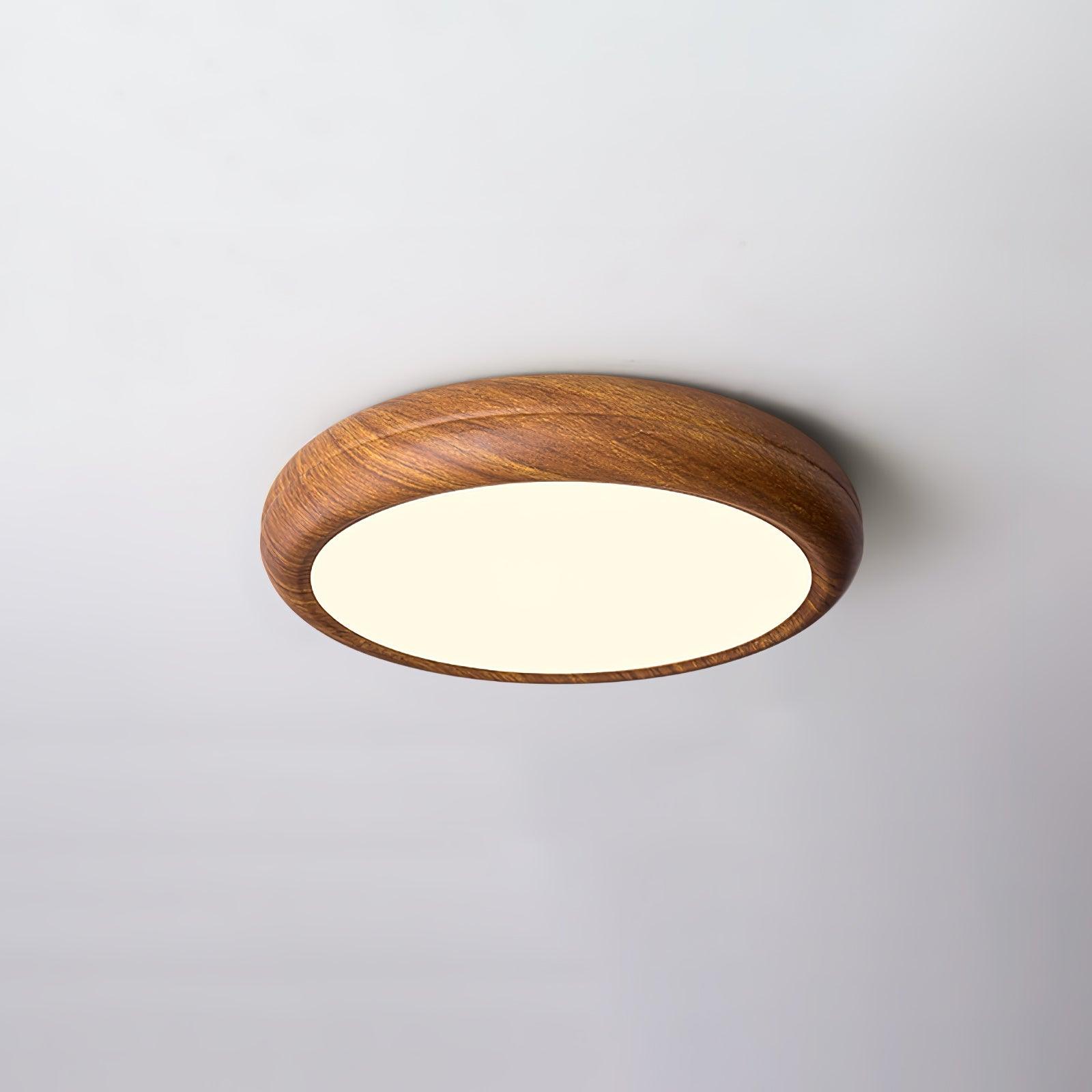 Grena Round Ceiling Light with Wood Grain Finish