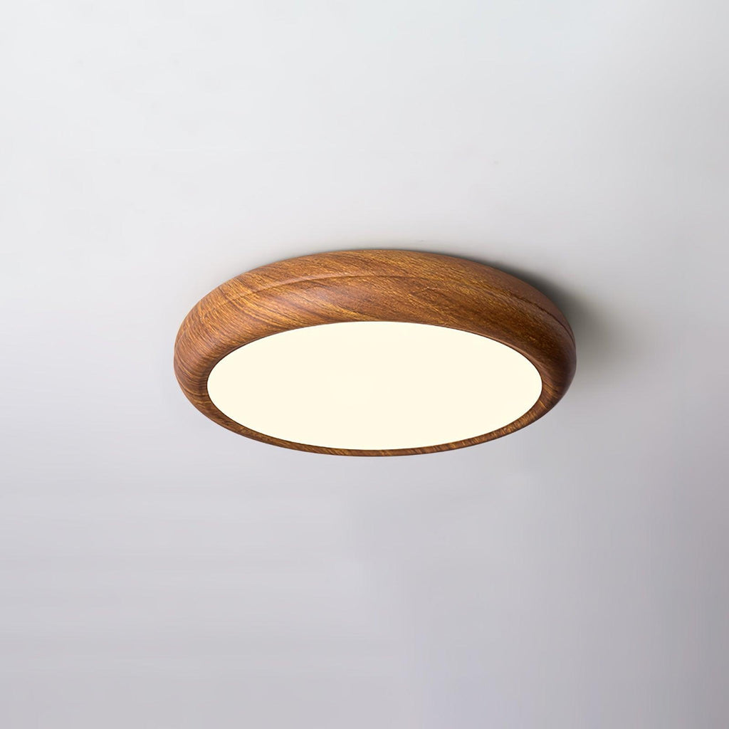 Grena Round Ceiling Light with Wood Grain Finish