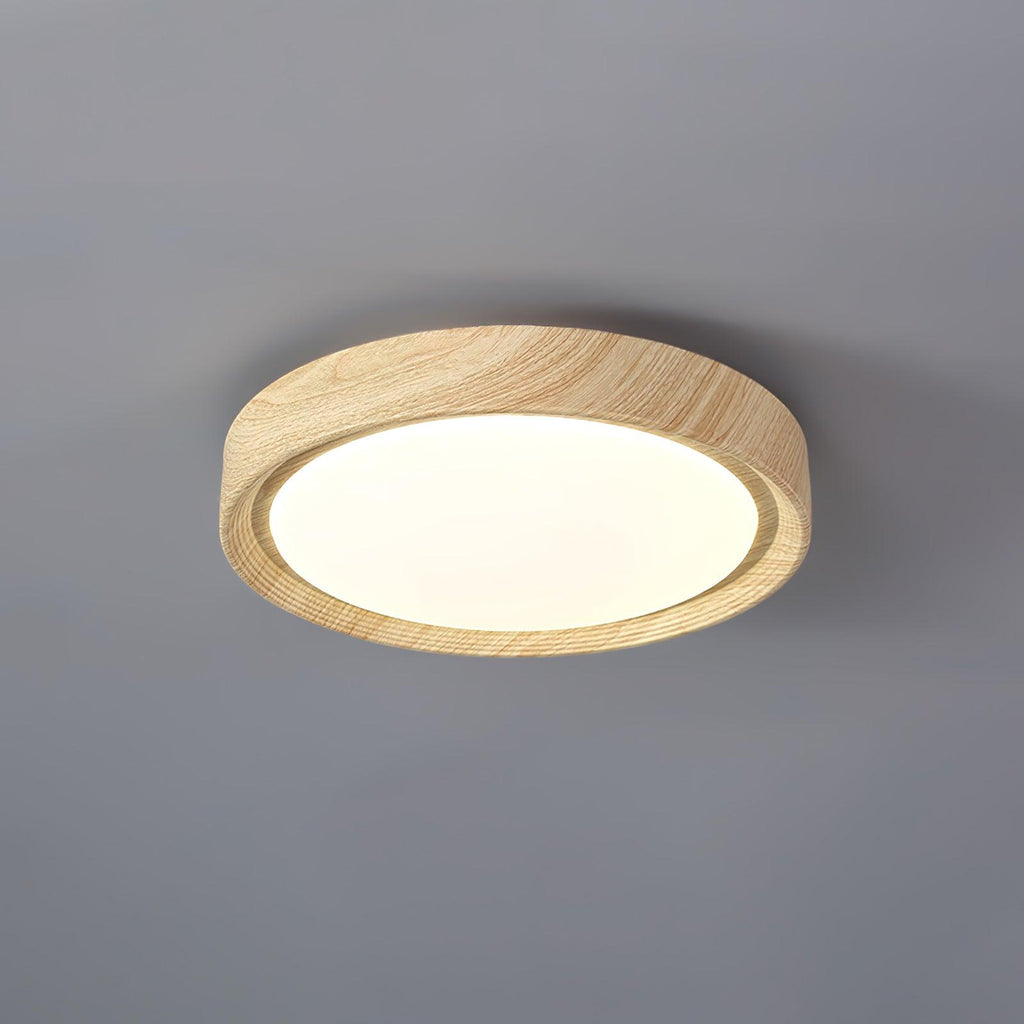 Grena Round Ceiling Light with Wood Grain Finish