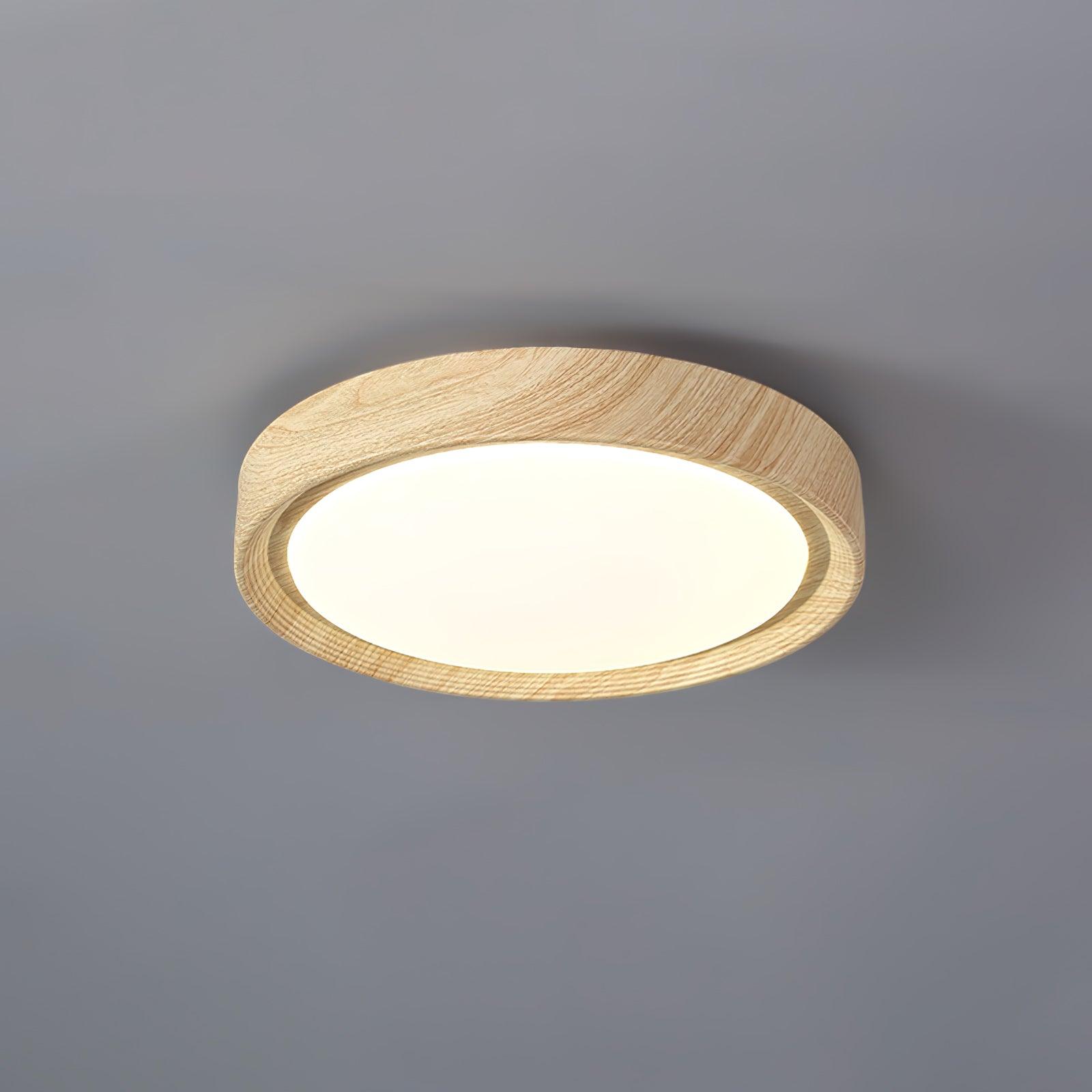 Grena Round Ceiling Light with Wood Grain Finish