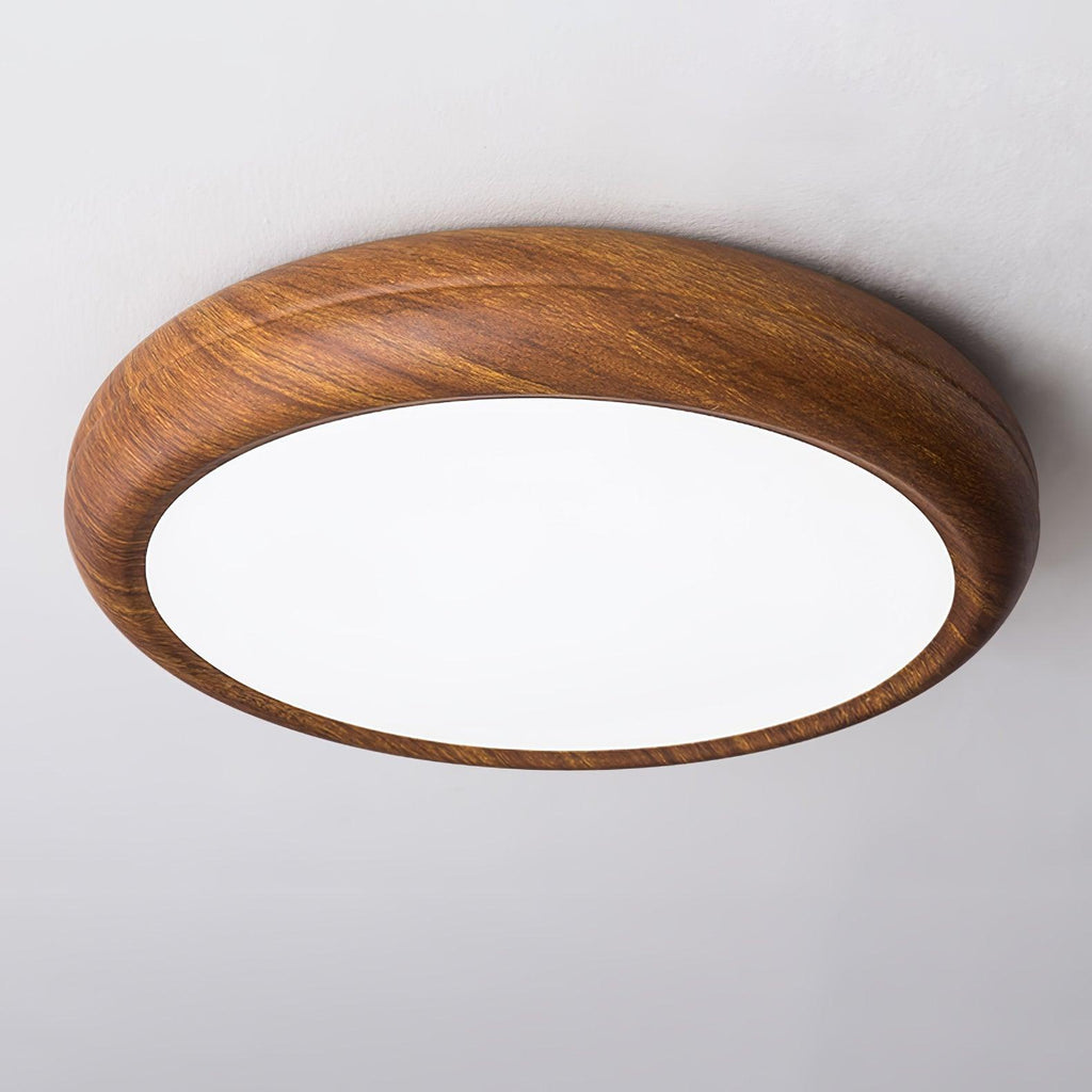 Grena Round Ceiling Light with Wood Grain Finish