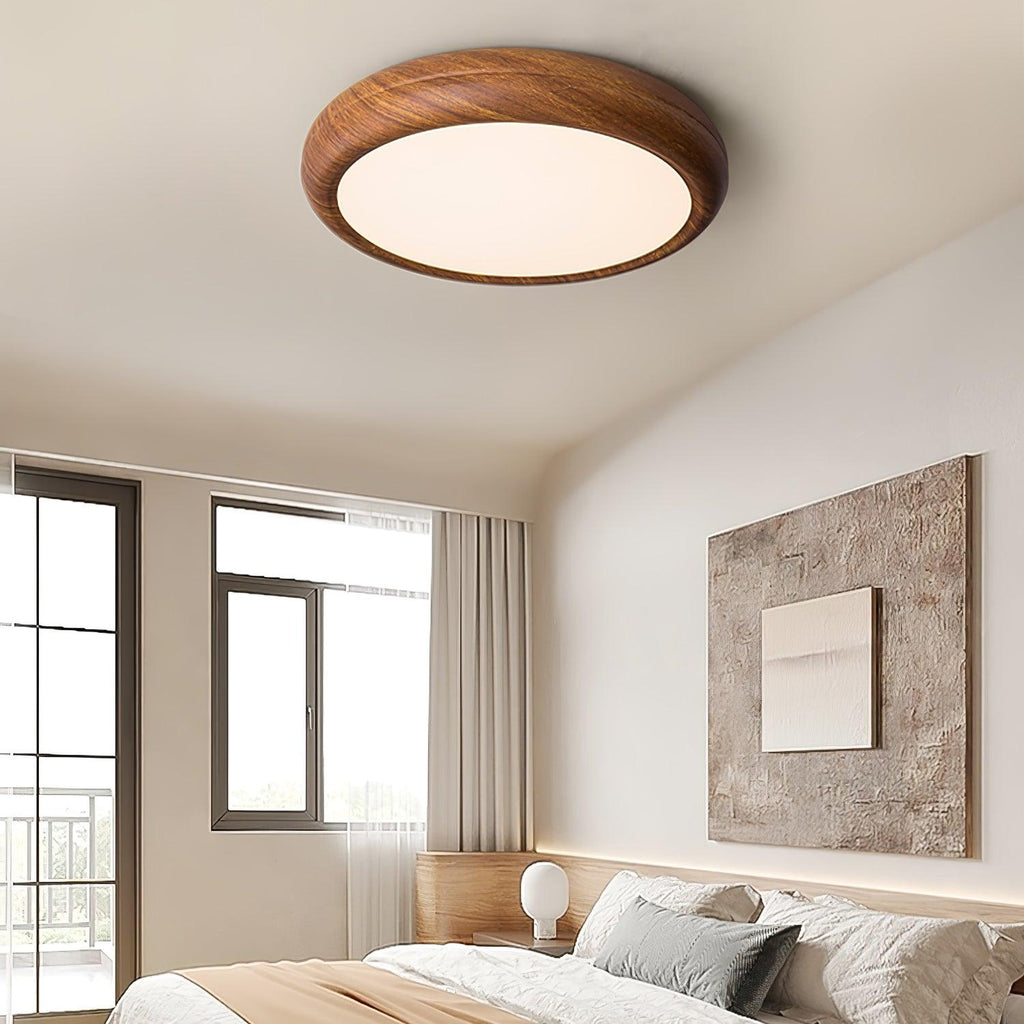 Grena Round Ceiling Light with Wood Grain Finish