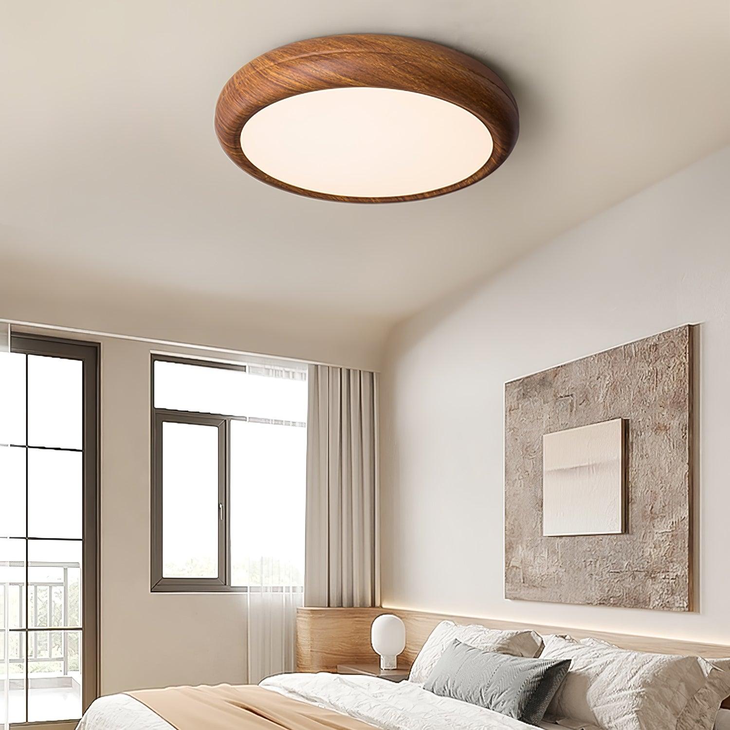 Grena Round Ceiling Light with Wood Grain Finish