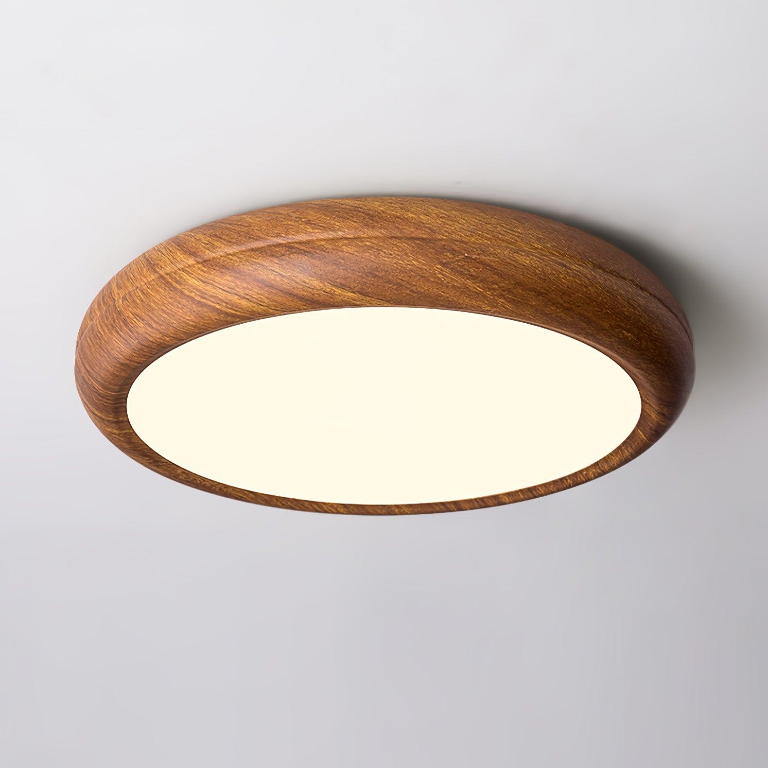 Grena Round Ceiling Light with Wood Grain Finish