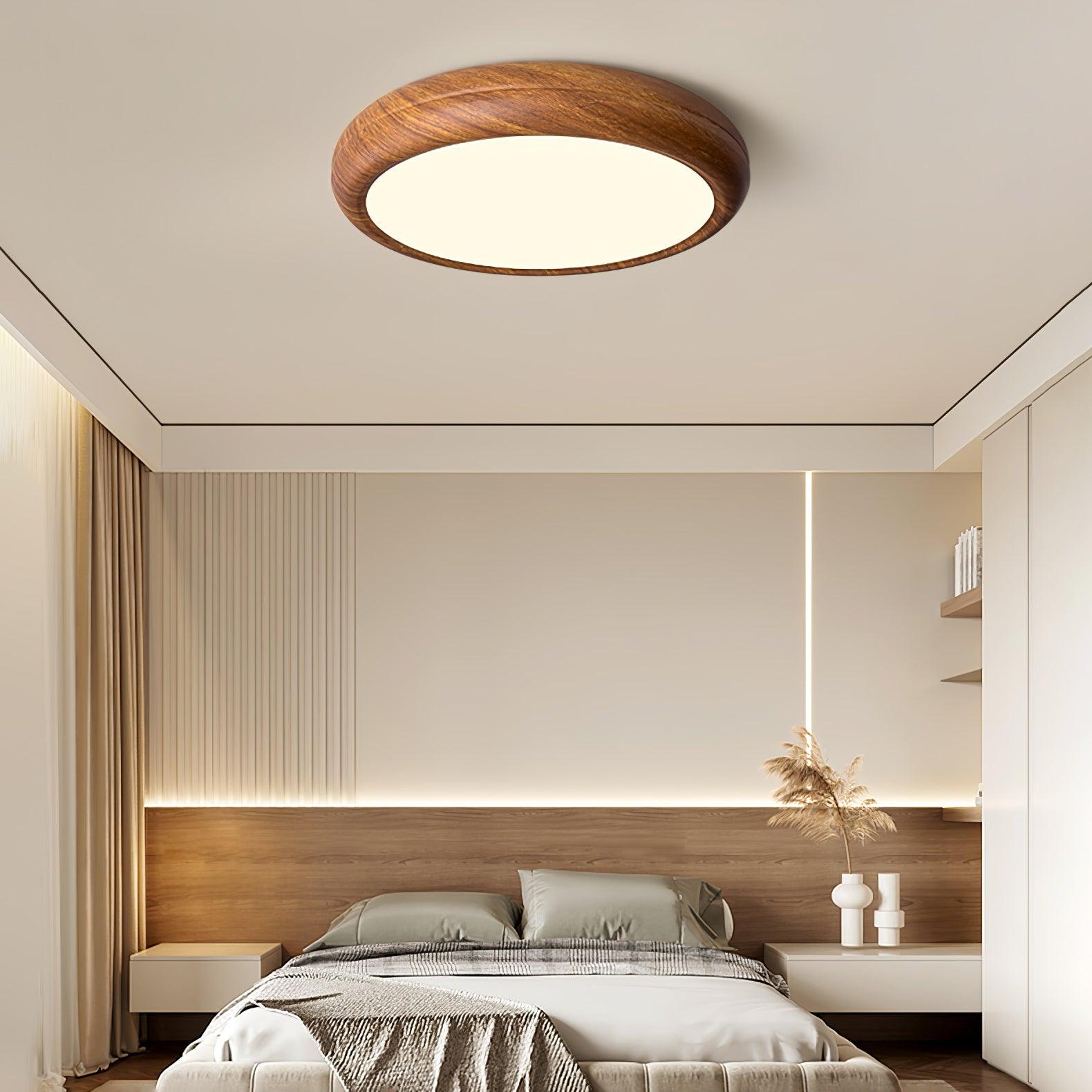 Grena Round Ceiling Light with Wood Grain Finish