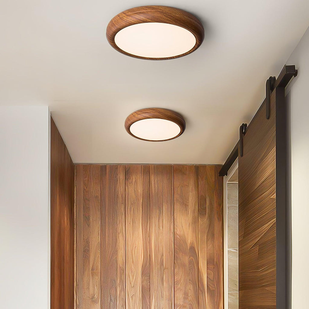 Grena Round Ceiling Light with Wood Grain Finish