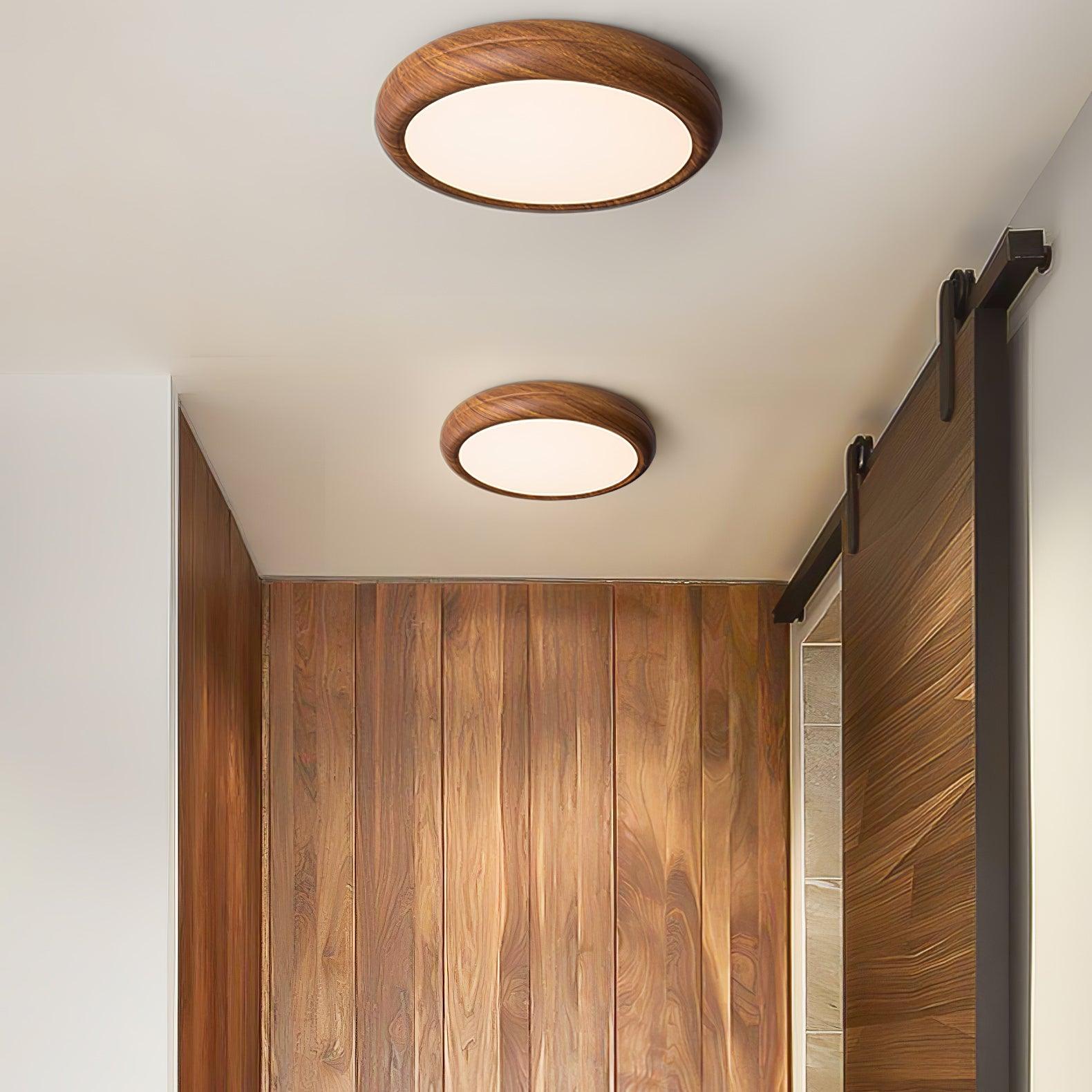 Grena Round Ceiling Light with Wood Grain Finish