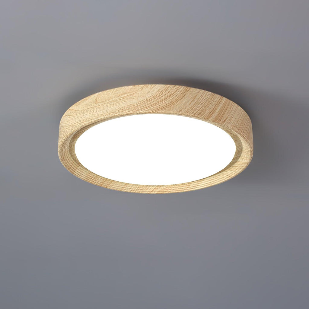 Grena Round Ceiling Light with Wood Grain Finish