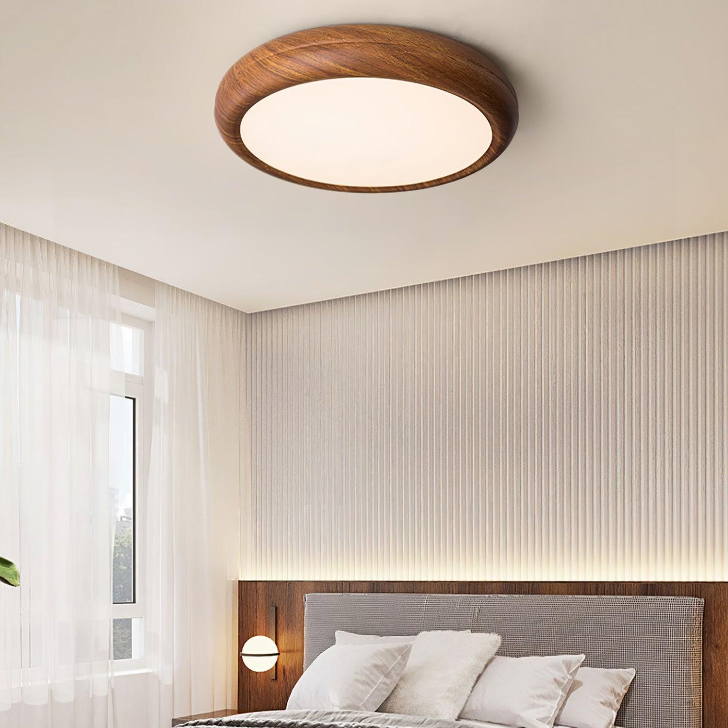 Grena Round Ceiling Light with Wood Grain Finish
