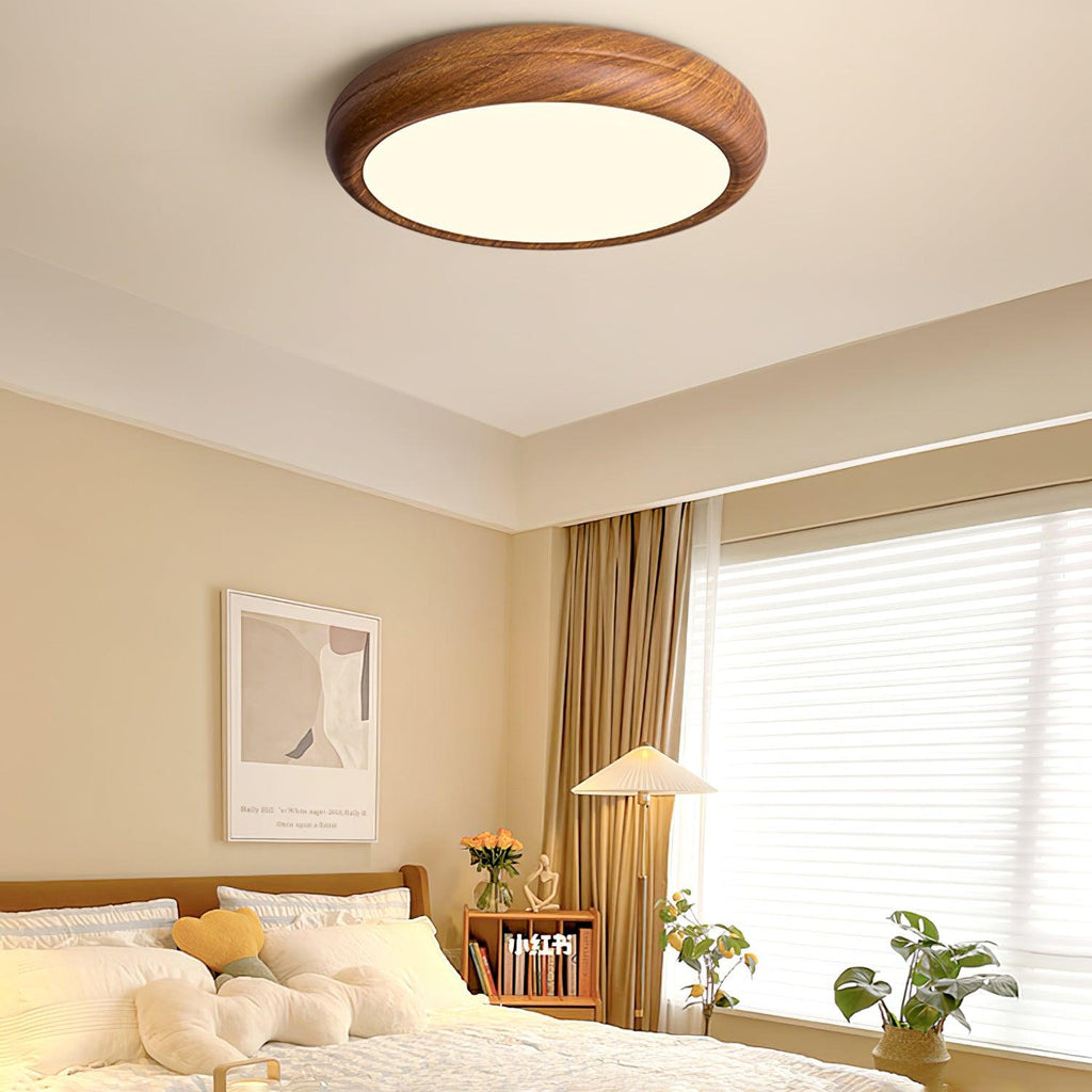 Grena Round Ceiling Light with Wood Grain Finish