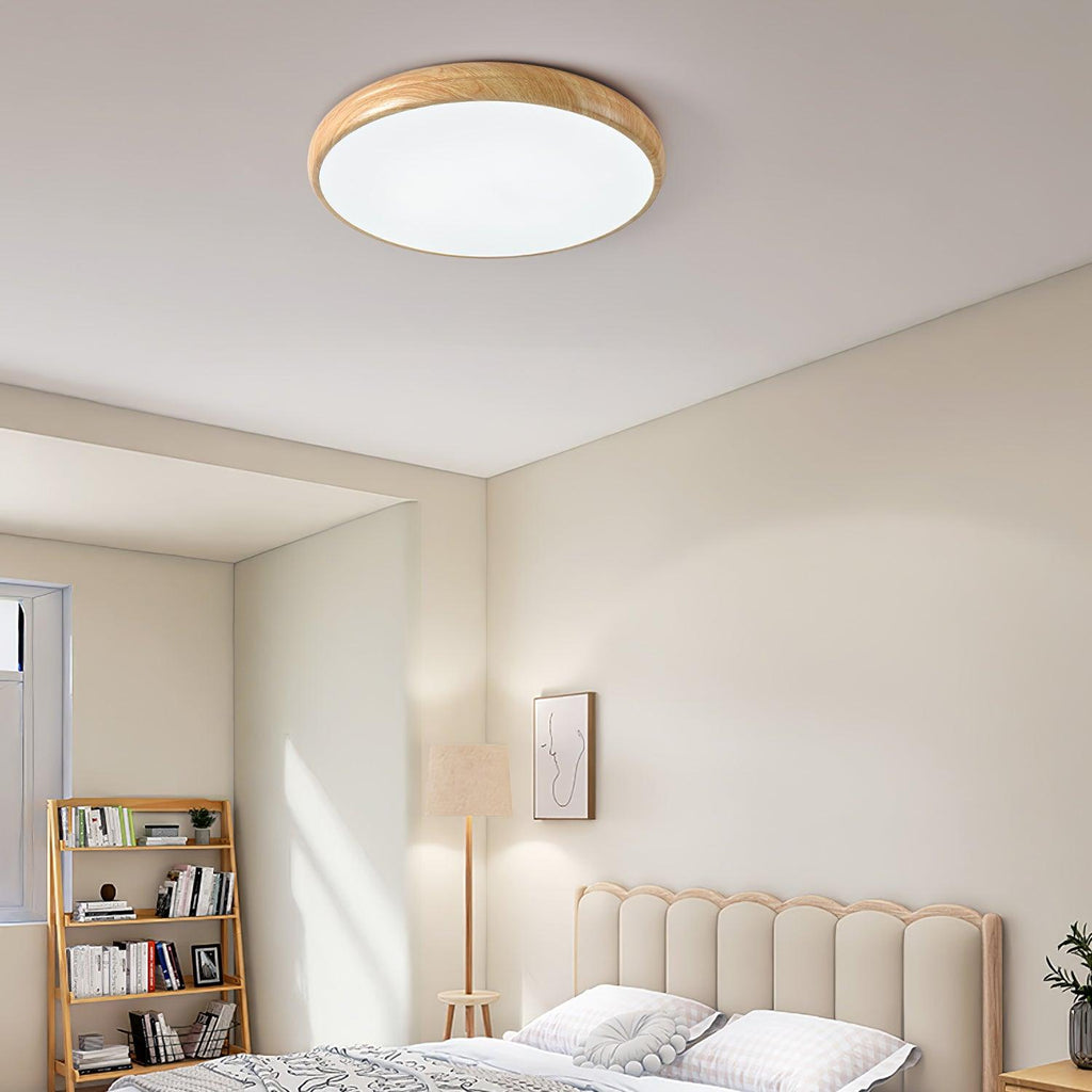 Grena Round Ceiling Light with Wood Grain Finish