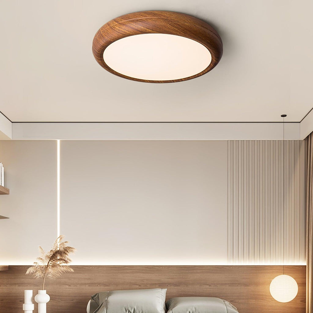 Grena Round Ceiling Light with Wood Grain Finish