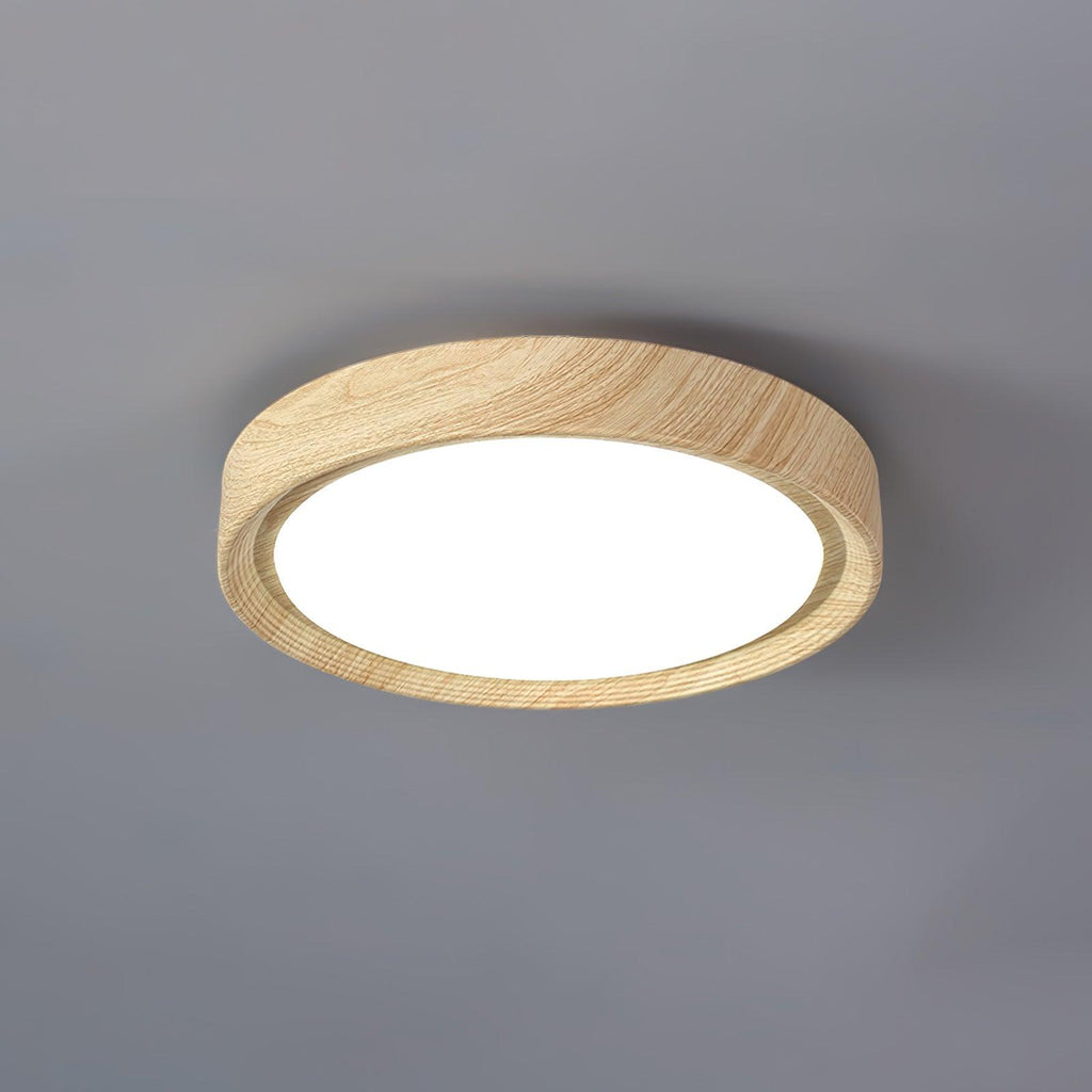 Grena Round Ceiling Light with Wood Grain Finish