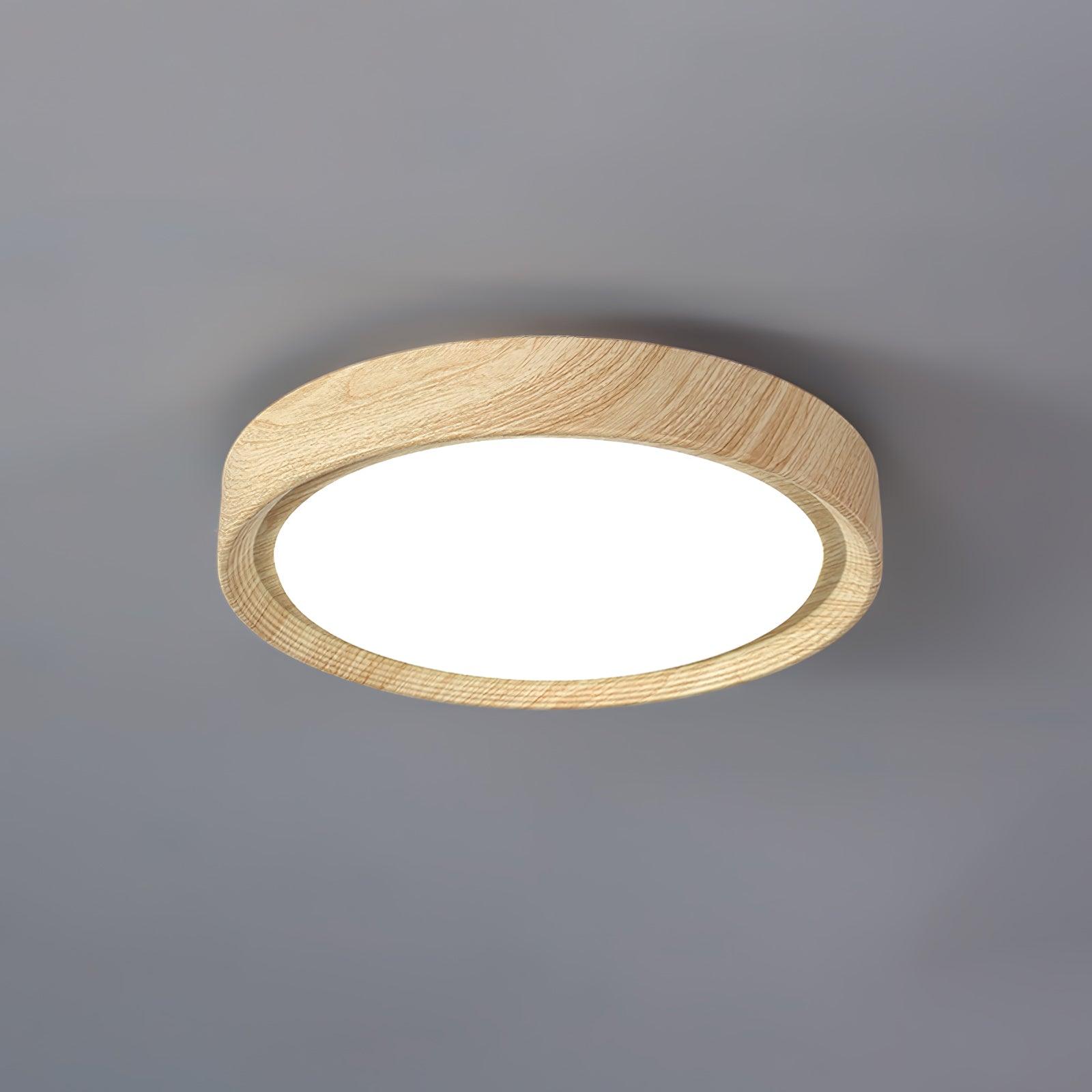 Grena Round Ceiling Light with Wood Grain Finish