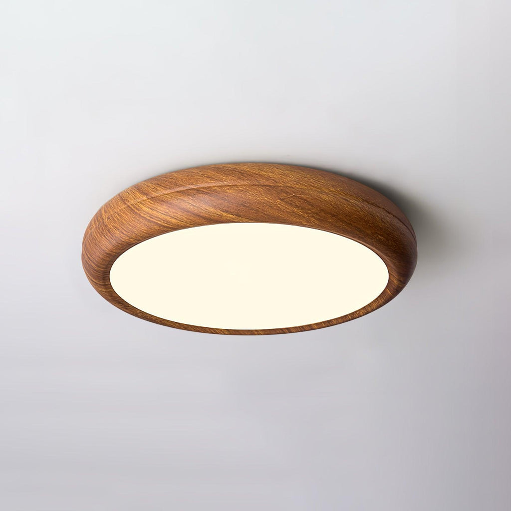 Grena Round Ceiling Light with Wood Grain Finish