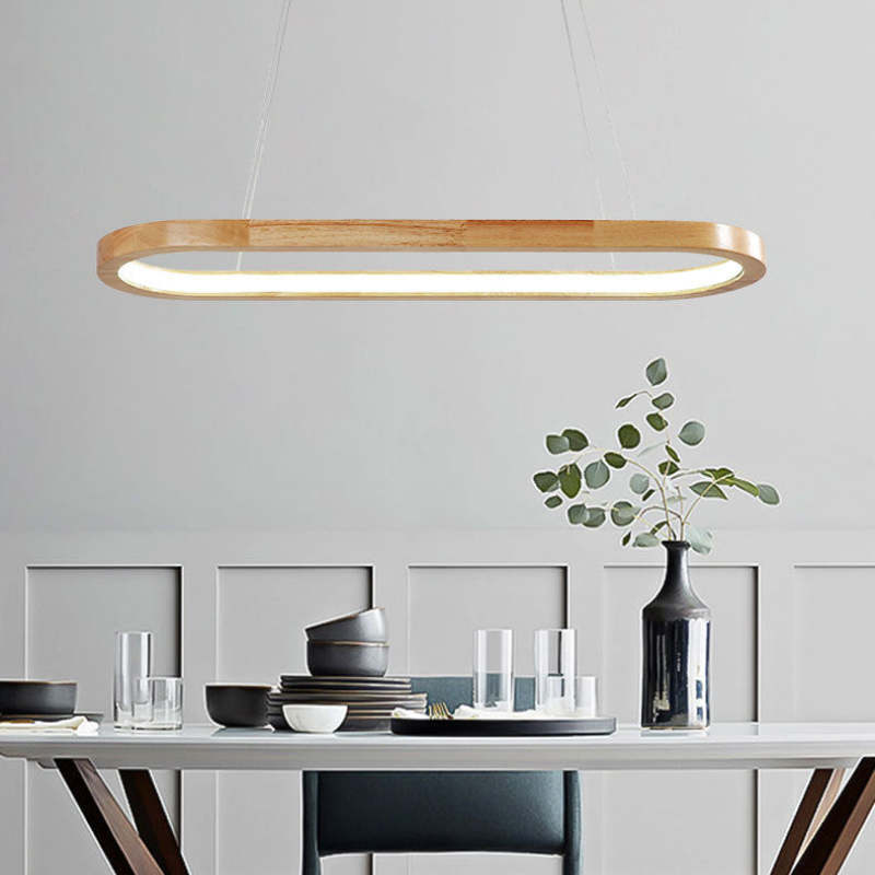 Veon Modern Oval Wood Pendant Light