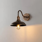 Ray Rustic Bowl‑Shaped Metal Wall Sconce, Antique Brass Finish