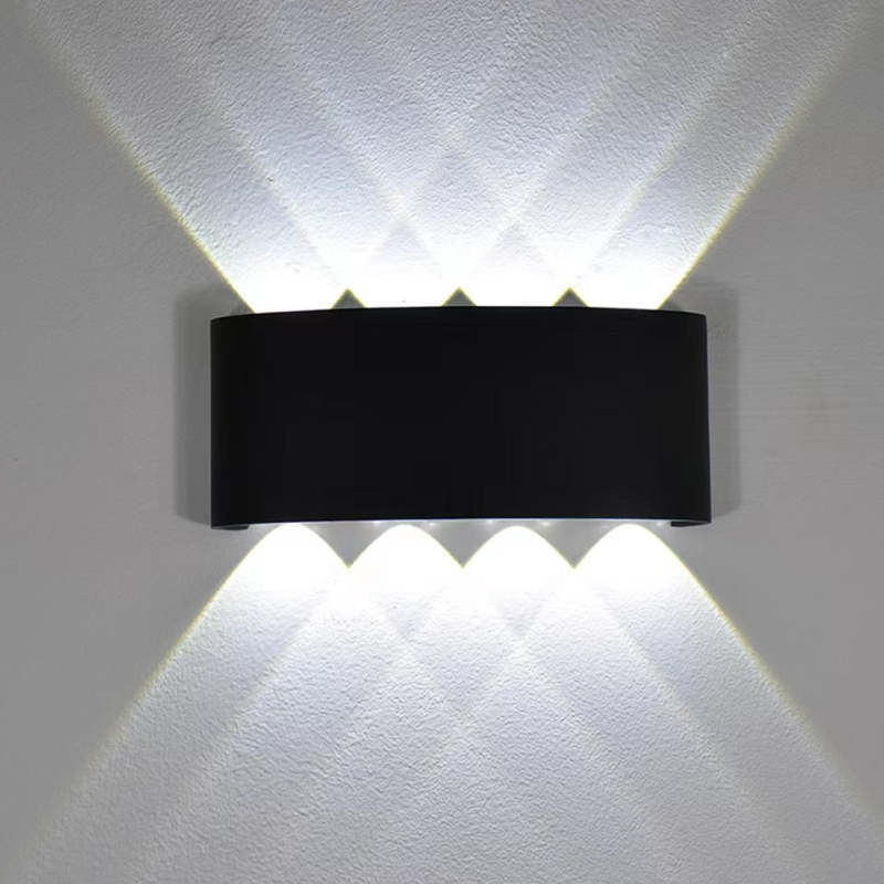 Tronix Modern Rectangular Metal Outdoor Wall Lamp, Black/White, Water-wave