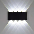 Tronix Modern Rectangular Metal Outdoor Wall Lamp, Black/White, Water-wave