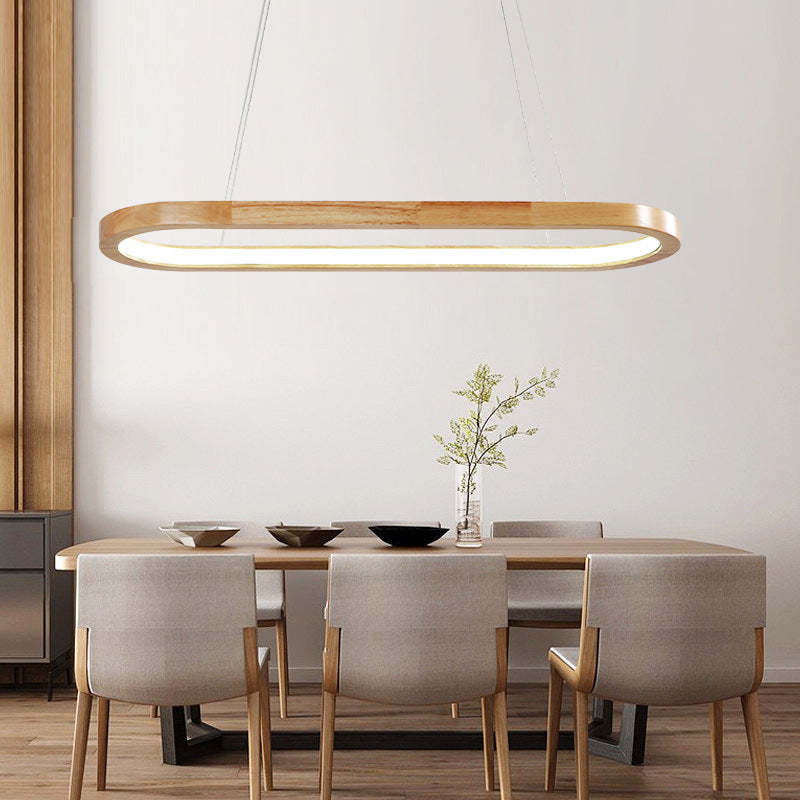 Veon Modern Oval Wood Pendant Light