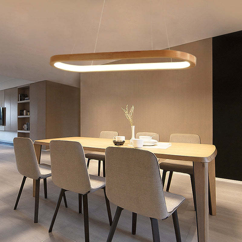 Veon Modern Oval Wood Pendant Light