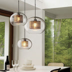 Hessa Contemporary Gold Glass Pendant Light with Globe or Cylinder Shade