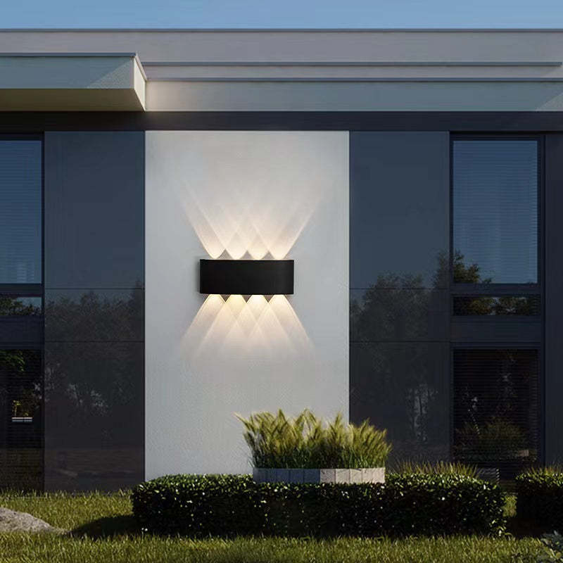 Tronix Modern Rectangular Metal Outdoor Wall Lamp, Black/White, Water-wave