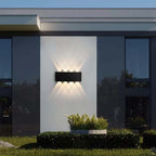 Tronix Modern Rectangular Metal Outdoor Wall Lamp, Black/White, Water-wave