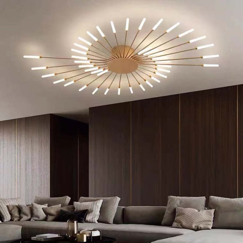 Wesley Fireworks Flush-Mount Ceiling Light in Black/Gold