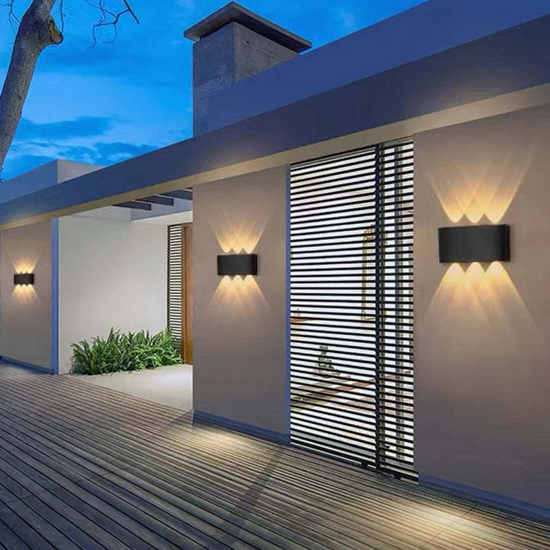 Tronix Modern Rectangular Metal Outdoor Wall Lamp, Black/White, Water-wave